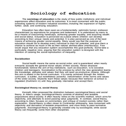 Sociology of education by sheena bernal