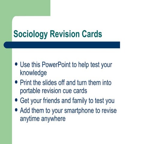 Sociology revision cards