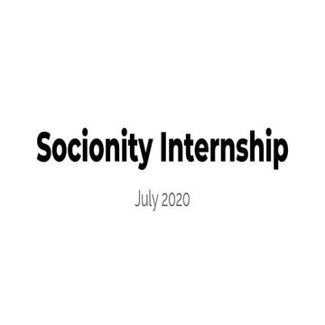 Socionity internship  July 2020