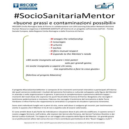 «SocioSanitariaMentor: il ruolo strategico del mentore in ambito socio-sanitario e socio-assistenziale»