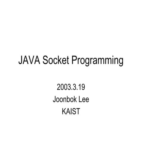 Socket programming | PPT | Computer Networking | Computing