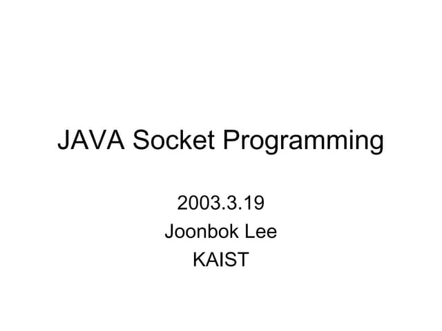 Socket programming | PPT | Computer Networking | Computing