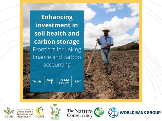 Enhancing investment in soil health and carbon storage: Frontiers for linking finance and carbon accounting