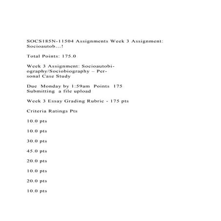 SOCS185N-11504 Assignments Week 3 Assignment Socioautob…!.docx