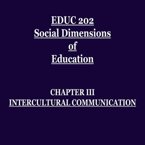 INTERCULTURAL COMMUNICATION