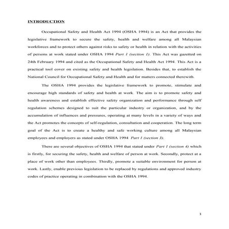 Occupational Safety and Health Act (OSHA)