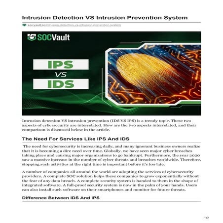 Intrusion Detection VS Intrusion Prevention | SOCVault