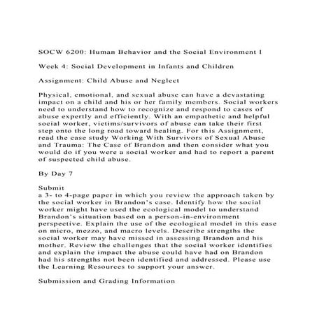SOCW 6200 Human Behavior and the Social Environment IWeek 4.docx