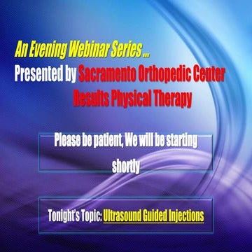 An Evening Webinar - Ultrasound Injections