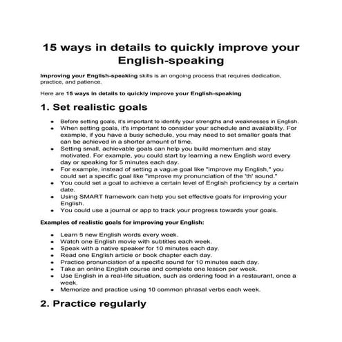 15 ways in details to quickly improve your English-speaking