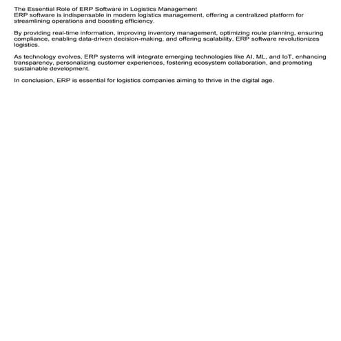 The Essential Role of ERP Software in Logistics Management