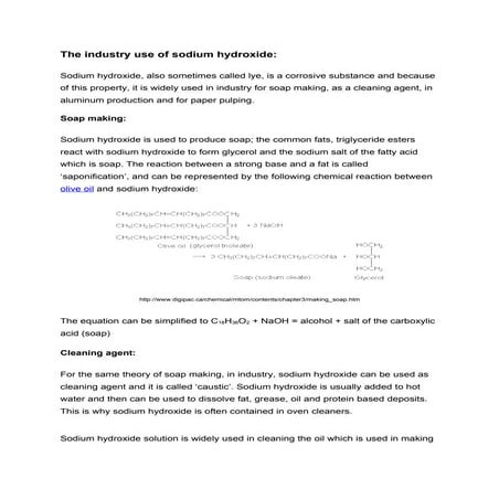 Sodium hydroxide   industrial use
