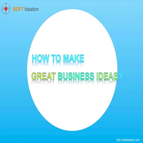 SOFT Ideation - To make great business ideas, then make it SOFT