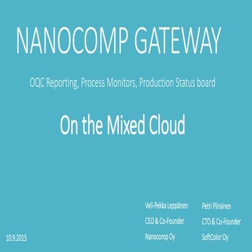 OQC Reporting, Process Monitors, Production Status board  On the Mixed Cloud 