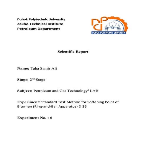 Softening point of bitumious