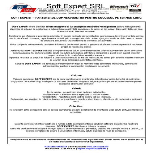 Prezentare SOFT EXPERT - solutii de business integrate, pentru o dezvoltare d...