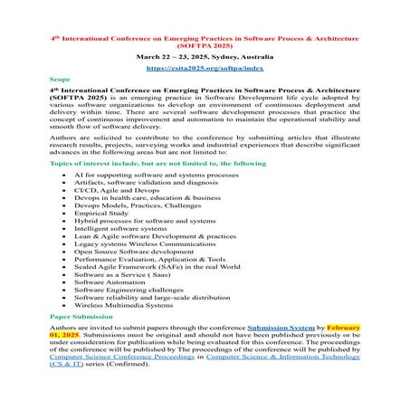 4 th International Conference on Emerging Practices in Software Process ...