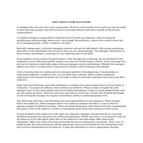 Soft skills for managers