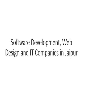 Software Development and IT Companies in Jaipur
