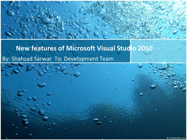 Software Architecture New Features of Visual Studio 2010 / .Net 4.0  - Part 1...