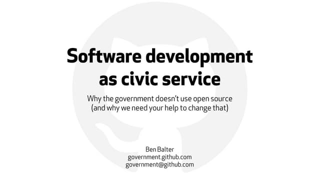 Software Development as a Civic Service