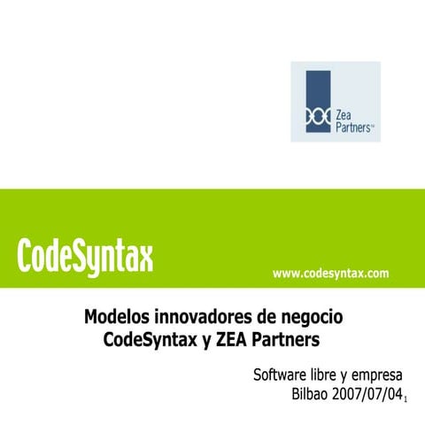 Software Libre y Empresa. Modelos innovadores de negocio