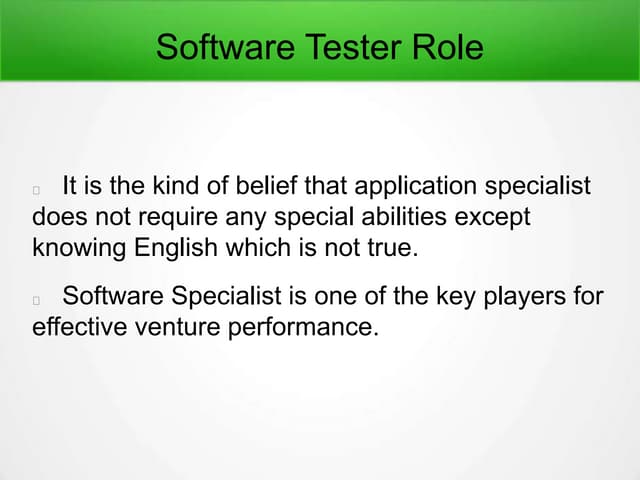 Software tester-role