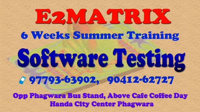 6 weeks summer training in software testing,jalandhar