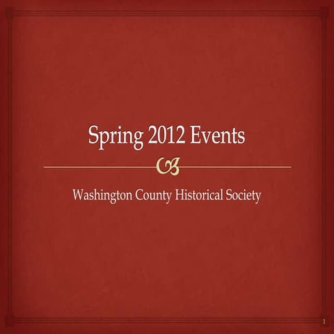 Wash Co Historical Society Events