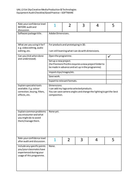 Software Audit - Dimensions 