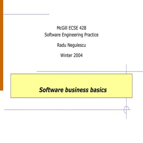 Software Engineering Practice - Software Business Basics