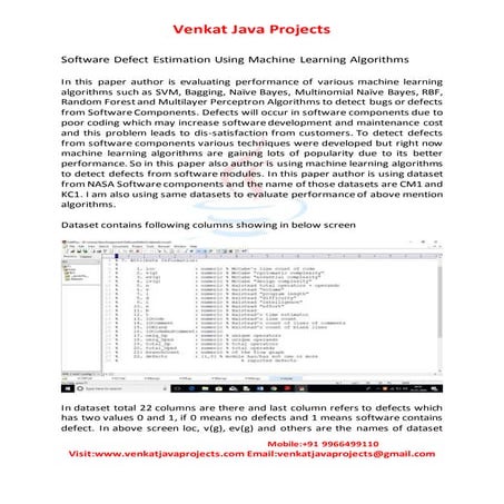 Software defect estimation using machine learning algorithms