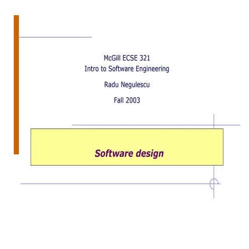 Intro to Software Engineering - Software Design
