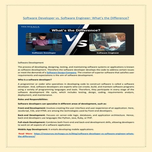 Software Developer vs. Software Engineer: What’s the Difference? | PDF