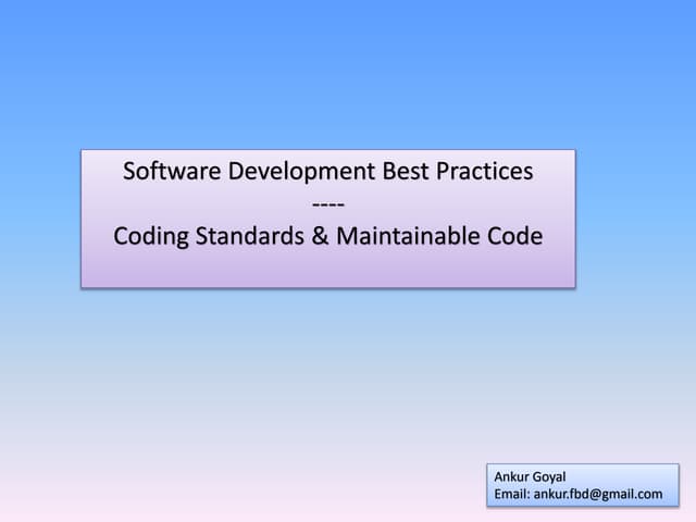Software development best practices & coding guidelines | PPT