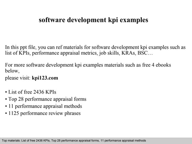 Software development kpi examples