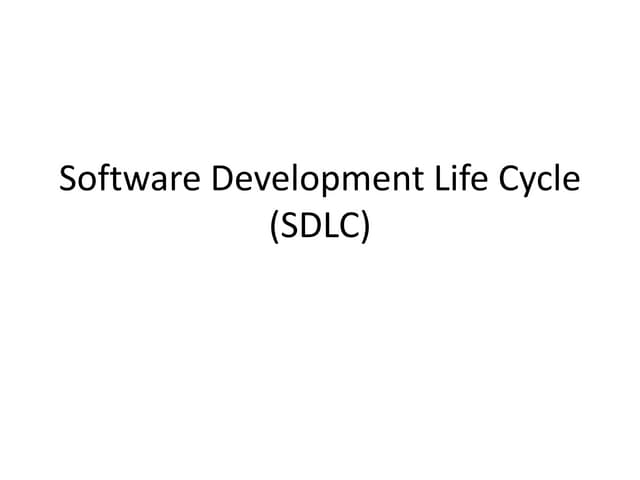 Software development life cycle