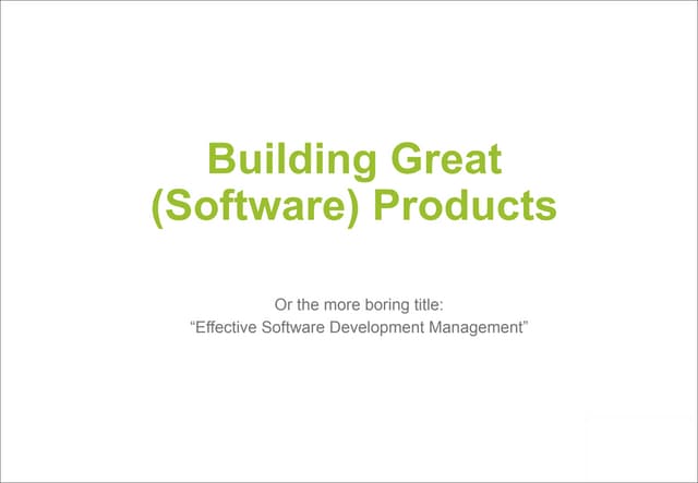 Software development management slides by George Berkowski (Hailo)