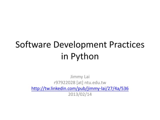 Software development practices in python