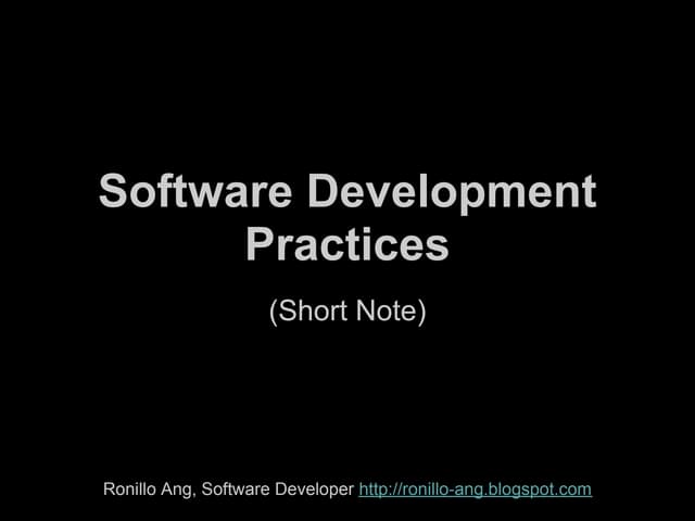 Software Development Practices | PPT