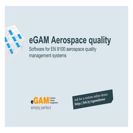 Software for EN 9100 aerospace quality management systems eGAM