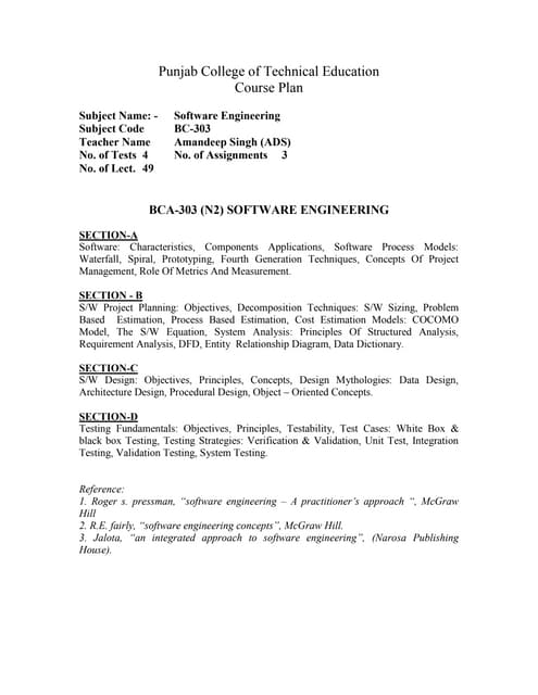Software engineering Course module | PDF