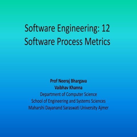 Software engineering 12 process quality metrics