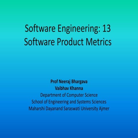 Software engineering 13 software product metrics