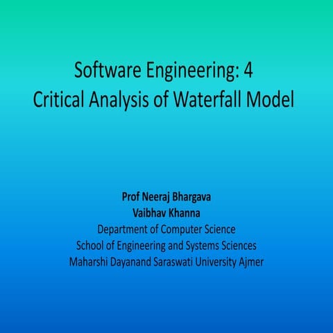 Software engineering 4 critical analysis of waterfall model