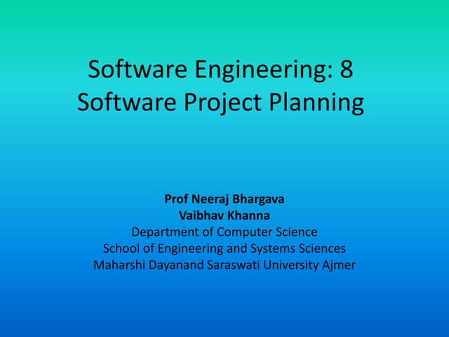 Software engineering 8 Software project planning | PPT