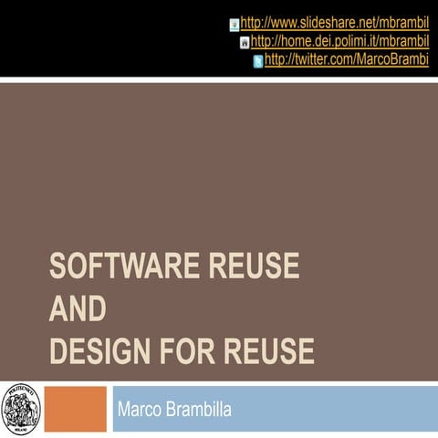 Software engineering: design for reuse | PPT