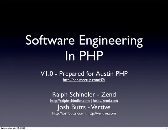Software Engineering In PHP
