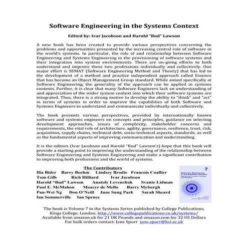 Software Engineering in the Systems Context 