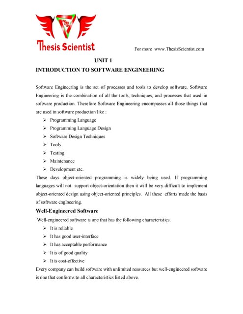 INTRODUCTION TO SOFTWARE ENGINEERING